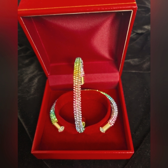 L & L Jewelry - Elegant, beautiful rainbow bracelet, all occasion jeweled, Wrap Style rhinestone